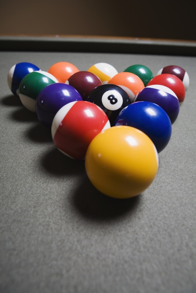 DPI1874941LARGE Pool Balls On A Billiard Table with The Eight Ball Facing Upwards Poster Print, 24 x 36 - Large