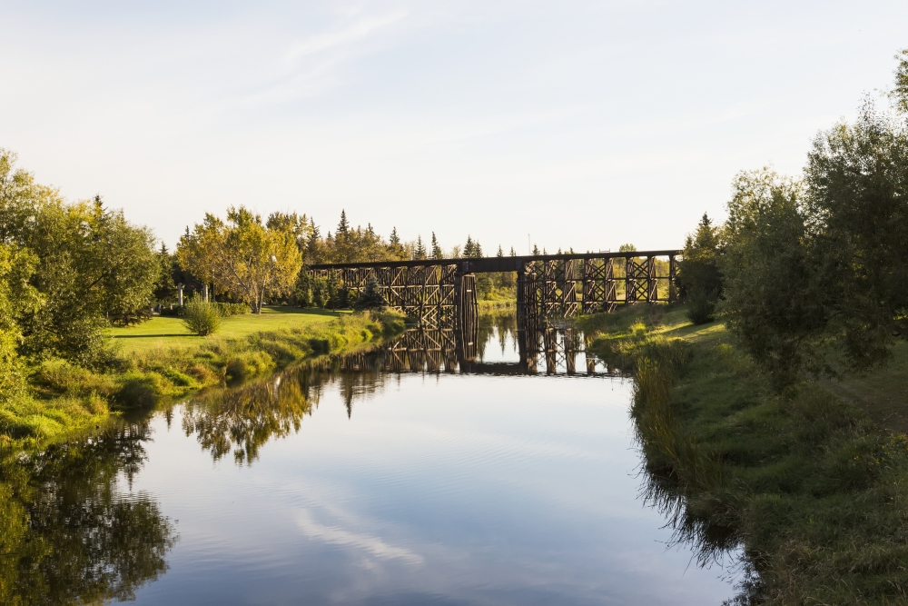 Tressel Bridge Over Sturgeon River - St. Albert Alberta Canada Poster Print