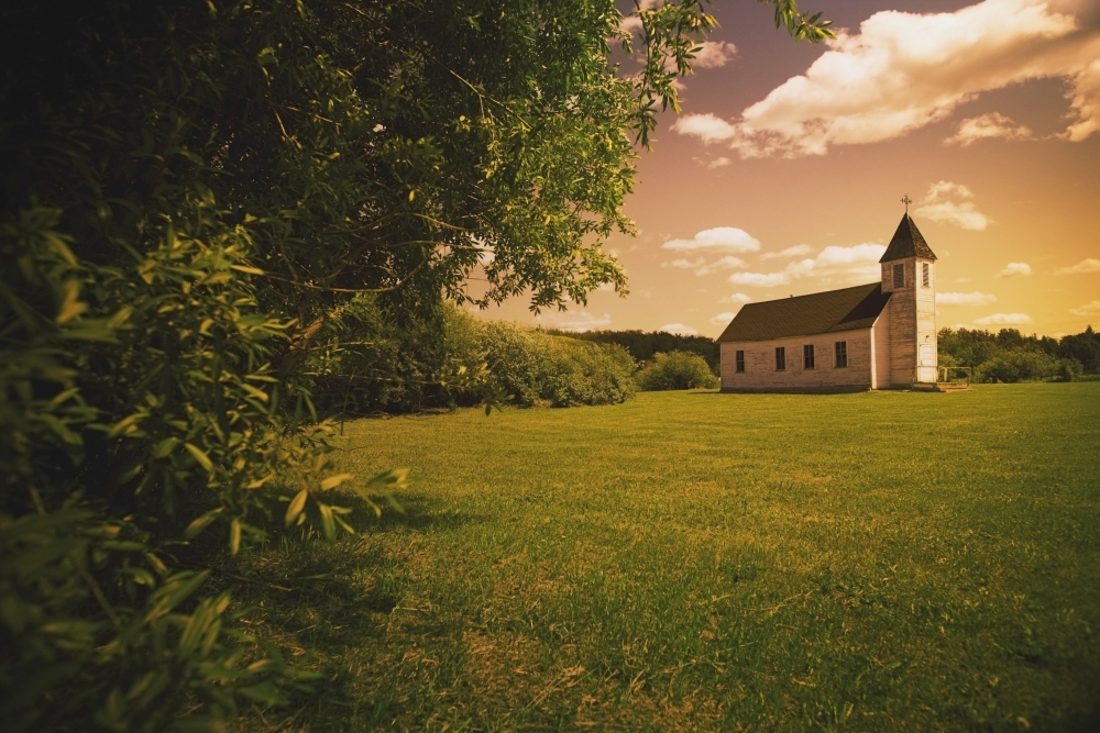 Alberta - Canada - An Old Church In A Field Poster Print - 19 x 12