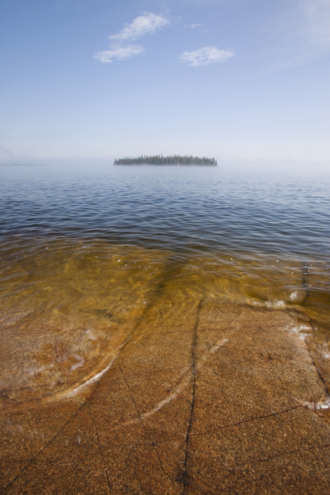 Ontario - Canada - An Island & A Large Rock Slab Under The Waters Surface On Lake Superior Poster Print