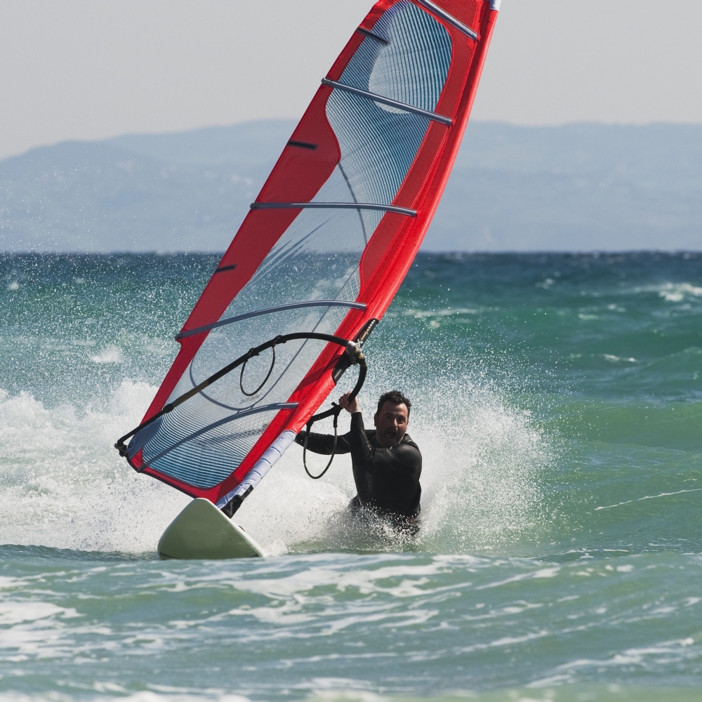 Picture of Posterazzi DPI1877396LARGE A Man Windsurfing - Tarifa, Cadiz, Andalusia, Spain Poster Print, 24 x 24 - Large