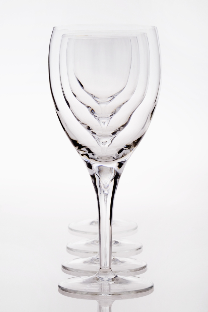 A Row of Empty Wine Glasses Poster Print - 12 x 19