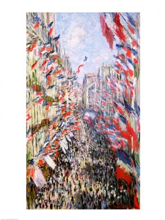 The Rue Montorgueil Paris Celebration of June 30 1878 Poster Print by Claude Monet - 18 x 24 in.
