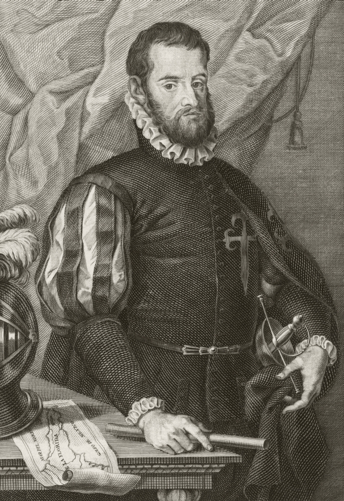 Picture of   Pedro Menendez De Aviles 1519 to 1574 Spanish Admiral&#44; Founder of St Augustine&#44; Florida&#44; & First Governor of Florida. After A Work By Francisco De Paula Mart Poster Print&#44; 12 x 17