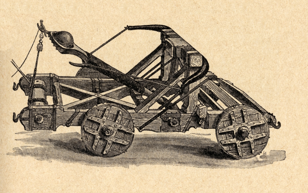 A Medieval Catapult From Sveriges Historia By Otto Sjogren Published Malmo 1938 Poster Print - 18 x 11