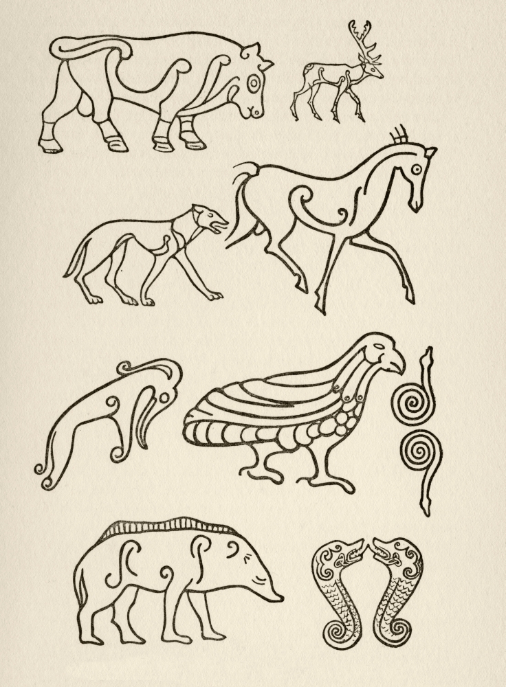 DPI1877596 Cult Animals On Scottish Sculptured Stones From Ancient Man In Britain By Donald A. Mackenzie Published London 1923 Poster Print, 12 x 17