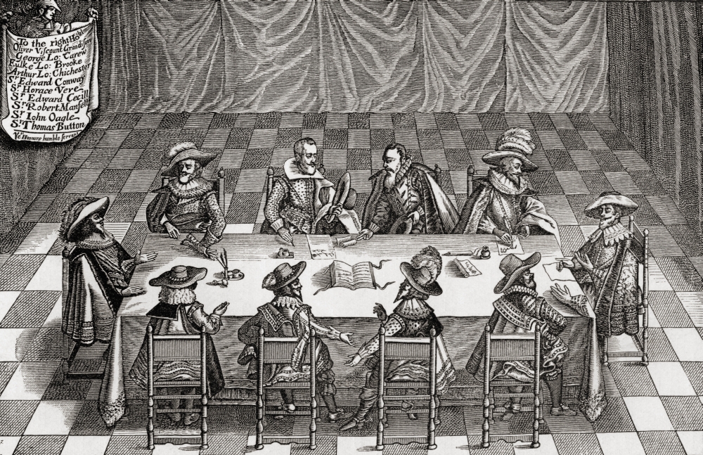 Picture of   Great Britains Council of War&#44; 1623-1624 During Reign of James I From The Book Short History of The English People by J.R. Green Published London 1893 Poster Print&#44; 36 x 22 - Large