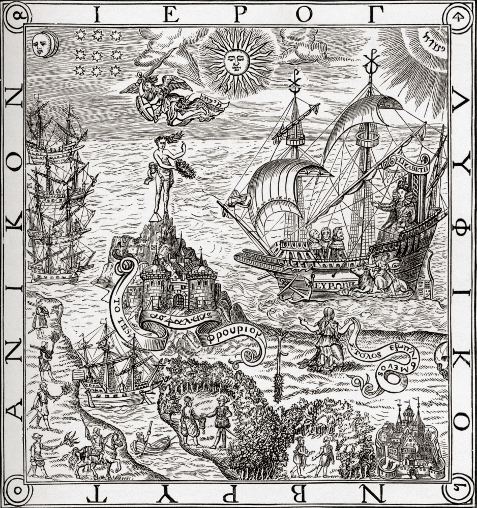 Picture of Posterazzi  A Hieroglyphic of Britain&#44; After The Frontispiece to John Dees Arte of Navigation&#44; 1577 From The Book Short History of The English People by J.R. Green Published London 1893