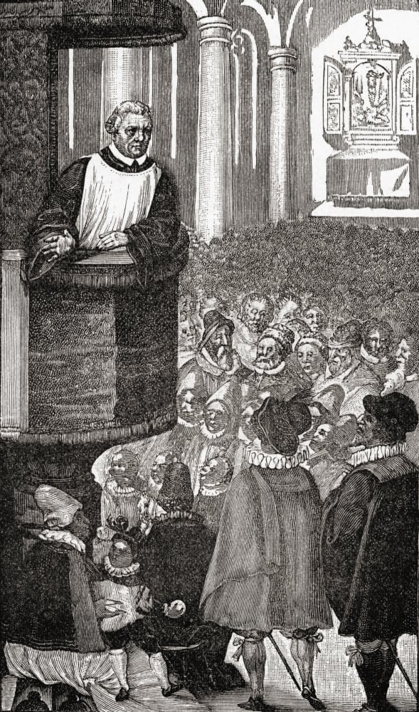 Luther Preaching. Martin Luther - 1483 Poster Print - 11 x 19