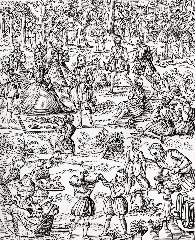 Queen Elizabeth I At A Royal Picnic From The Book Short History of The English People by J.R. Green Published London 1893 Poster Print, 13 x 16