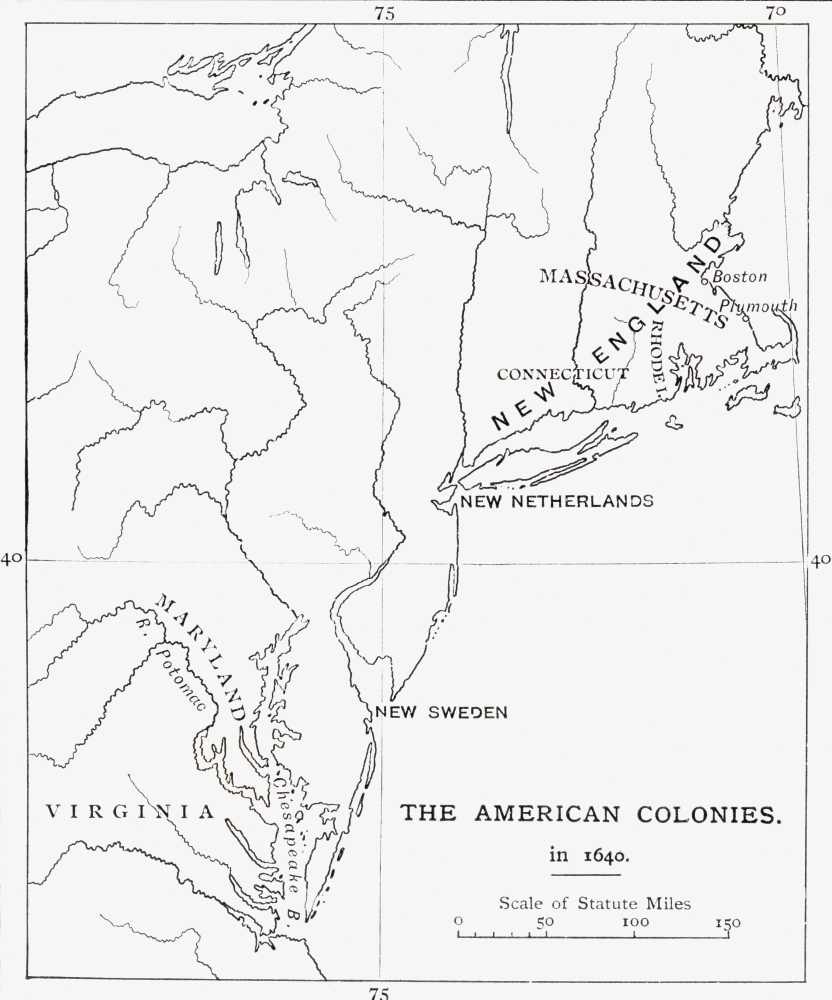 Picture of   Map of British&#44; Swedish & Dutch American Colonies As They Were In 1640 From The Book Short History of The English People by J.R. Green Published London 1893 Poster Print&#44; 26 x 32 - Large