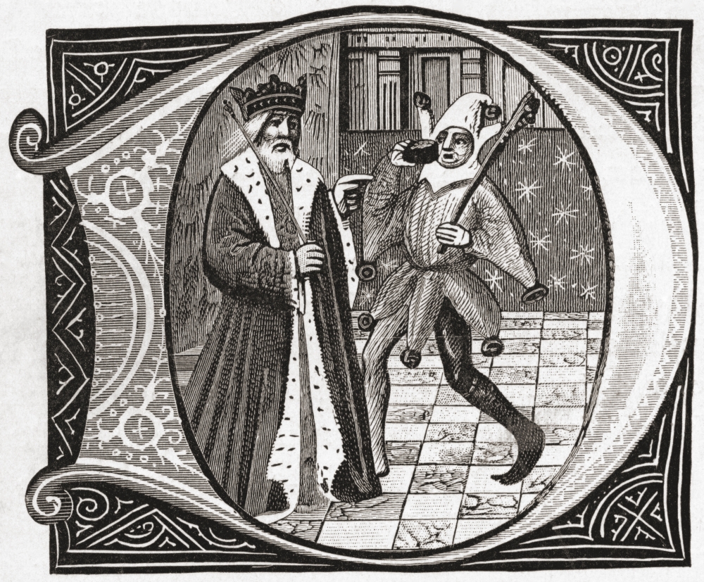 King & Jester - Early 15th Century From The Book Short History of The English People by J.R. Green Published London 1893 Poster Print - 16 x 13