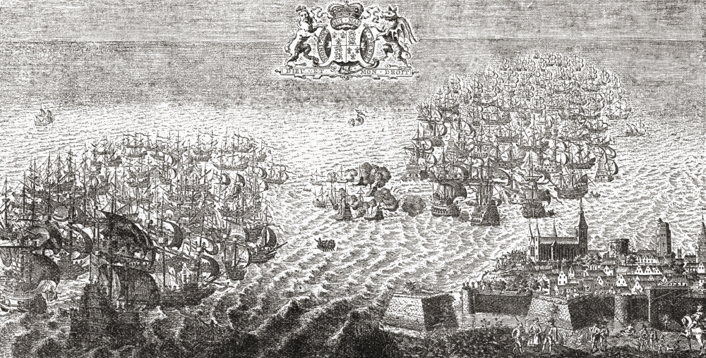 The Spanish Armada Flying to Calais, 1588 From The Book Short History of The English People by J.R. Green Published London 1893 Poster Print, 20 x 10