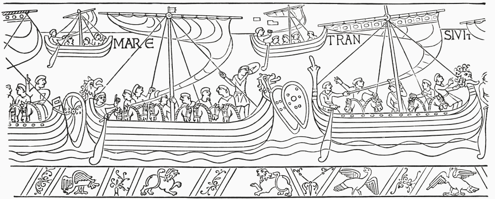 William The Conqueror Sailing For England In 1066 From The Bayeux Tapestry Poster Print - 44 x 18 - Large