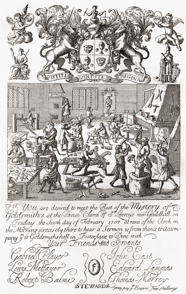 Picture of   Invitation to A Meeting of The Worshipful Company of Goldsmiths&#44; 1707 From The Book Short History of The English People by J.R. Green Published London 1893 Poster Print&#44; 22 x 36 - Large