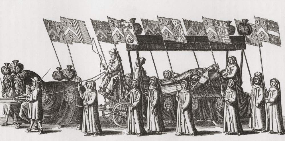 Picture of Posterazzi Funeral Car of George Monck, 1st Duke of Albemarle, 1608 to 1670 English Soldier & Politician From The Book Short History of The English People by J.R. Green Published London 189