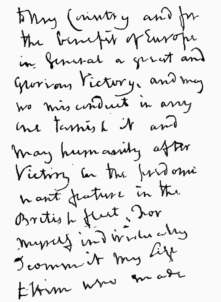 Picture of   Part of Letter Written By Admiral Horatio Nelson Just Before The Battle of Trafalgar From The Book Short History of The English People by J.R. Green Published London 1893 Poster Print&#44; 12 x 17