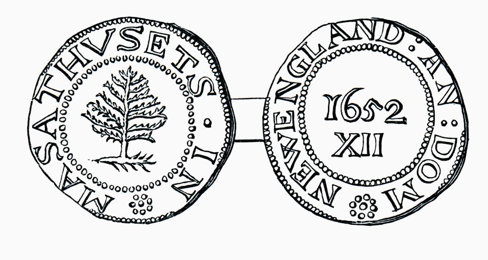 Picture of   The Pine-Tree Shilling&#44; Currency In The Province of Massachusetts Bay In 1652 From The Book Short History of The English People by J.R. Green Published London 1893 Poster Print&#44; 20 x 10