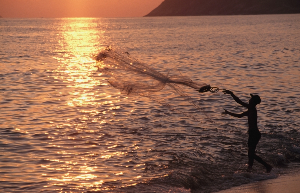 Sunset & Fisherman Poster Print - 19 x 12