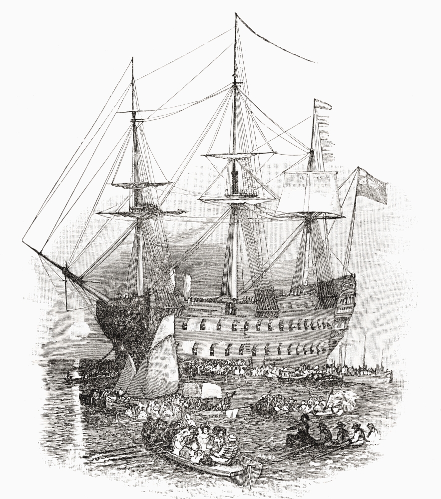 Picture of   The Hms Bellerophon&#44; The Ship Which Carried Napoleon to St Helena In 1815 From The Book Short History of The English People By JR Green Published London 1893 Poster Print&#44; 26 x 30 - Large