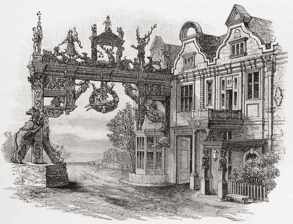 Picture of   The White Hart Inn&#44; Scole&#44; Norfolk&#44; England In The 17th Century From The Book Short History of The English People by J.R. Green Published London 1893 Poster Print&#44; 32 x 24 - Large