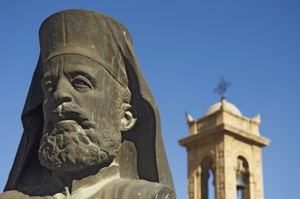 DPI1878366 Archbishop Makarios Statue Outside Archbishopic Palace, Close Up Poster Print, 17 x 11