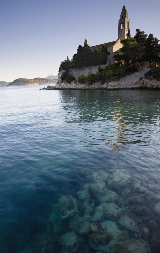 View Across Water At A Monastery On The Island of Lopud Poster Print - 11 x 17