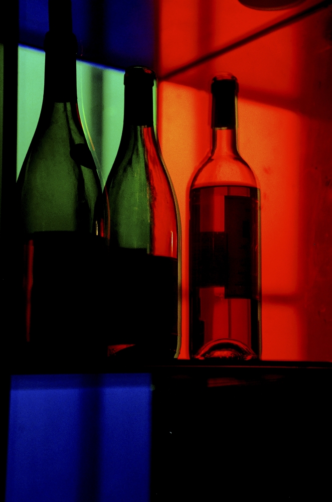 Three Bottles In A Bar, Close Up Poster Print, 22 x 34 - Large