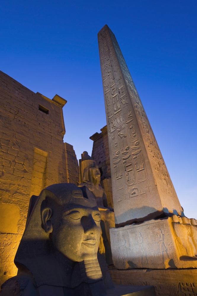 Large Pharaohs Head Statue & Obelisk Poster Print, 22 x 34 - Large