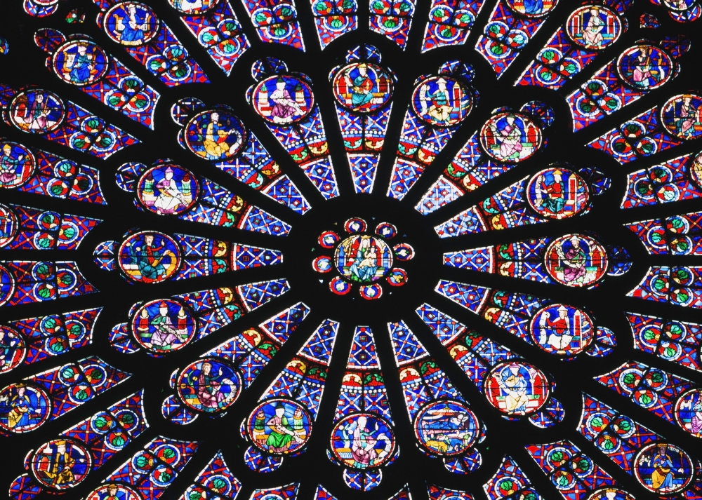 Rose Window In The Notre Dame Cathedral Poster Print, 18 x 13