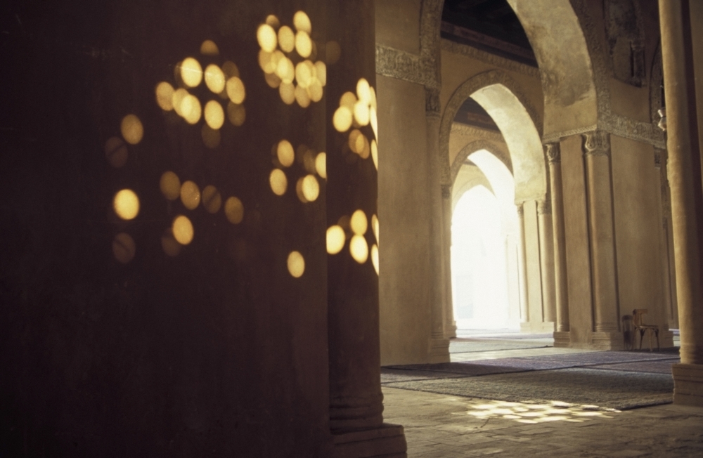 Light Reflecting On Columns At Ibn Tulun Mosque Poster Print - 17 x 11