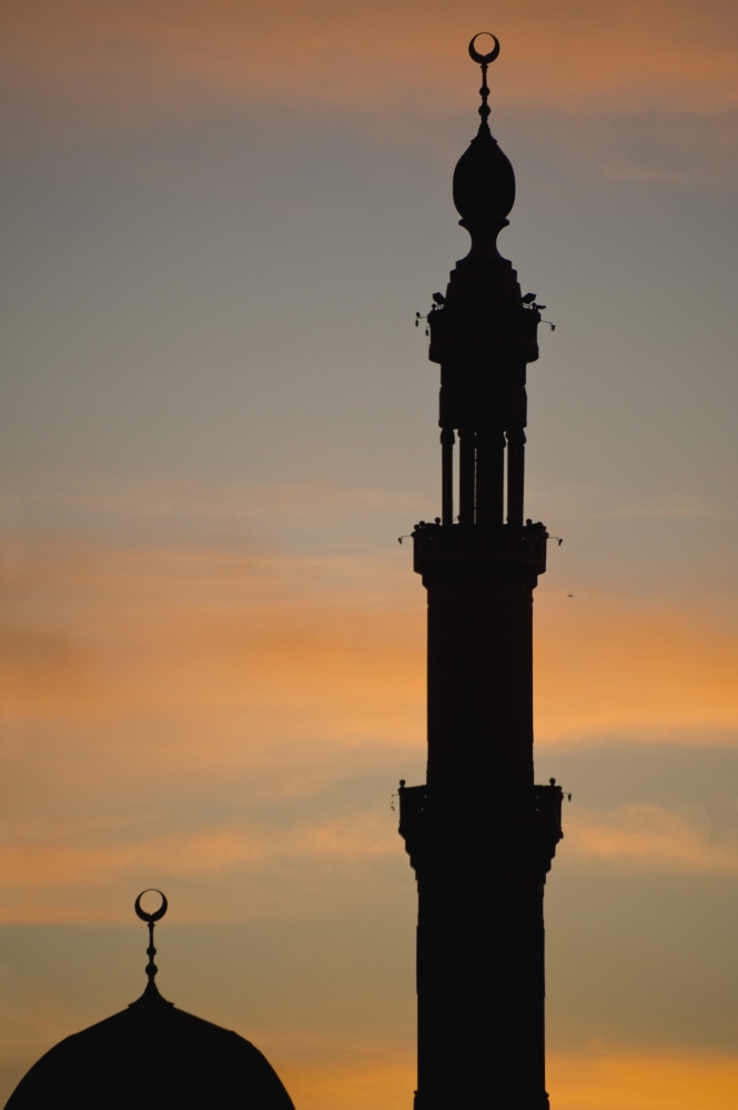 Silhouette of Mosque At Dawn Poster Print