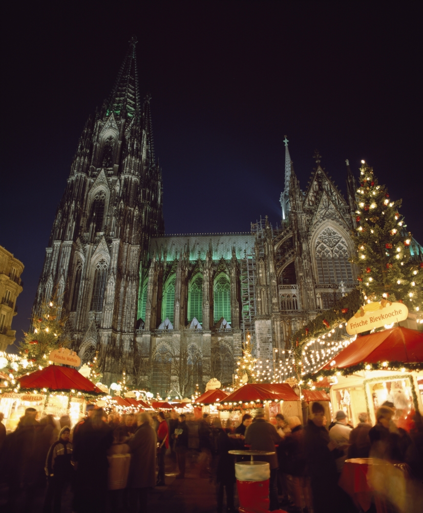 Cologne Cathedral & Christmas Market Poster Print - 14 x 17