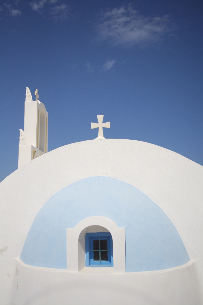 Whitewashed Greek Chapel - Close Up Poster Print