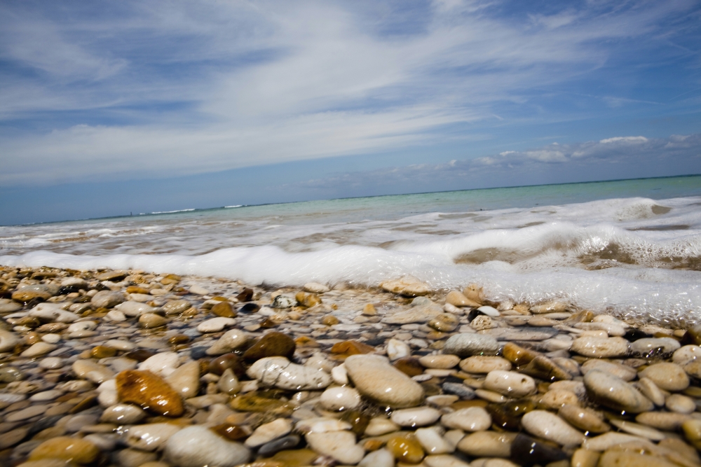 Sea Washing In Onto Sandy Beach Poster Print, 17 x 11