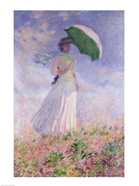 Picture of Posterazzi BALXIR61731LARGE Woman with A Parasol Turned To The Right 1886 Poster Print by Claude Monet - 24 x 36 in. - Large