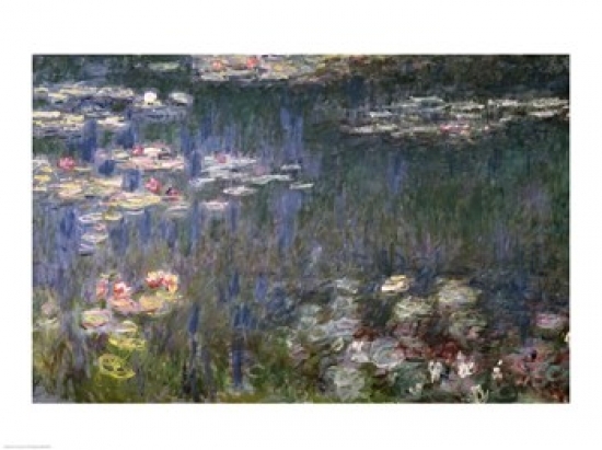 Waterlilies - Green Reflections 1914-18 Left Section Poster Print by Claude Monet - 36 x 24 in. - Large