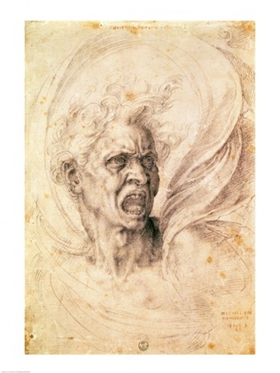 Picture of Posterazzi BALXIR80147LARGE Study of A Man Shouting Poster Print by Michelangelo Buonarroti - 24 x 36 in. - Large