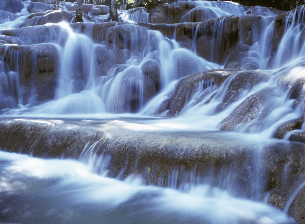 Water & Rock At Dunns River Falls - Close Up Poster Print