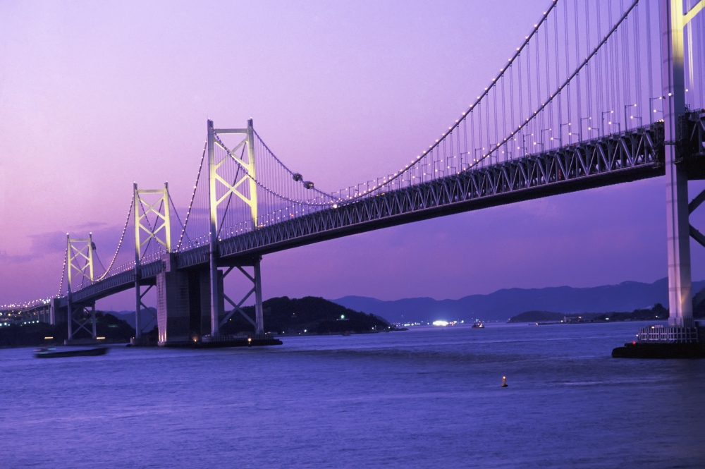 Seto Ohashi Bridge At Dusk Poster Print - 19 x 12