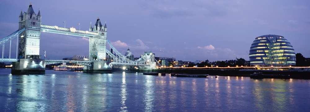 Tower Bridge & The Greater London Authority Building Poster Print - 25 x 9