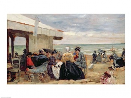 A Beach Scene Poster Print by Eugene Louis Boudin - 36 x 24 in. - Large
