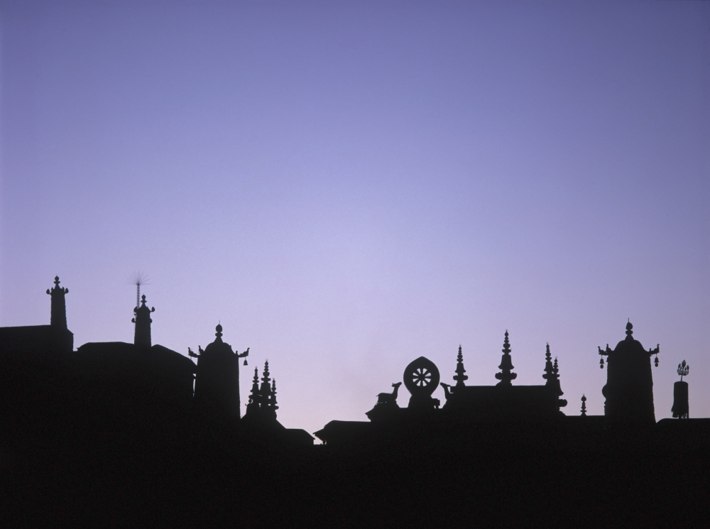 DPI1886374 Silhouette of The Front of The Jokhang Temple Shortly Before Dawn Poster Print, 17 x 13