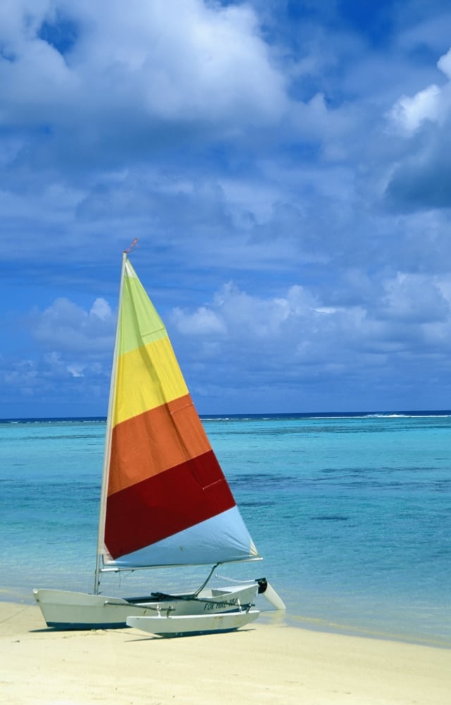 Catamaran On Tropical Beach Poster Print - 24 x 38 - Large