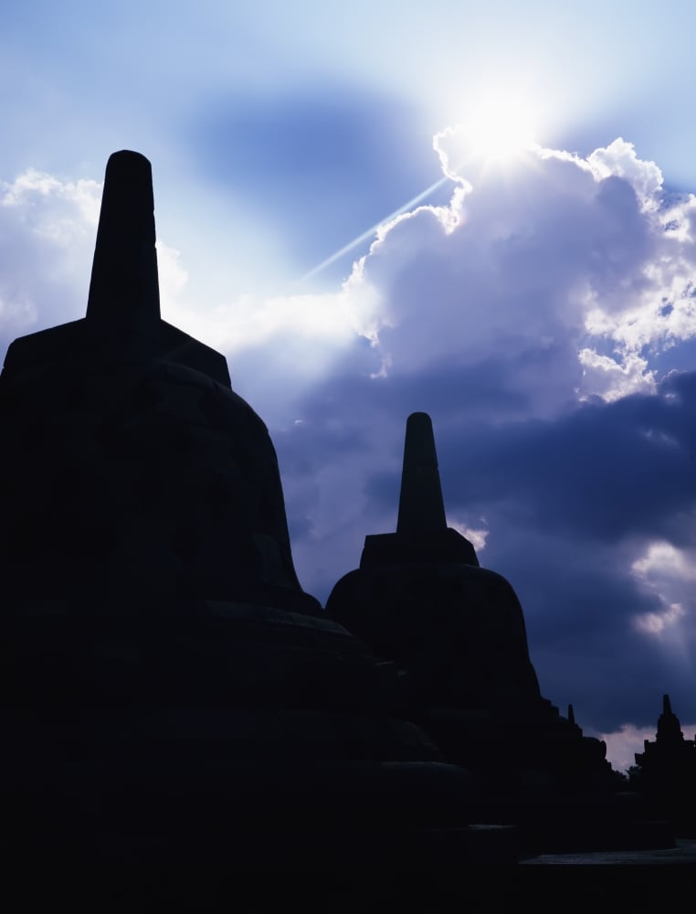 Stupas Silhouetted At Borobudur Temple Poster Print - 24 x 32 - Large
