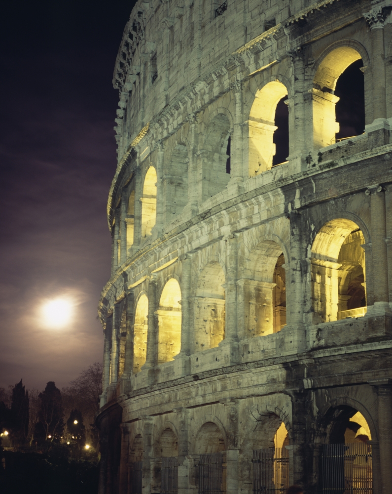 Coliseum At Night with Full Moon Poster Print, 24 x 30 - Large