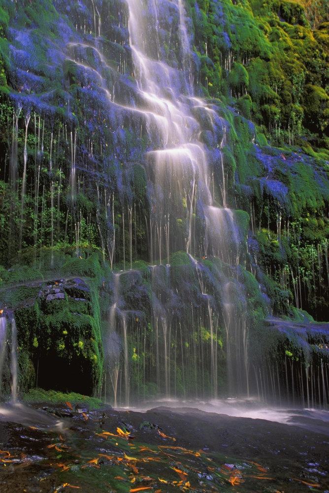 Time Delay of Waterfall On Green Cliff Poster Print, 22 x 34 - Large