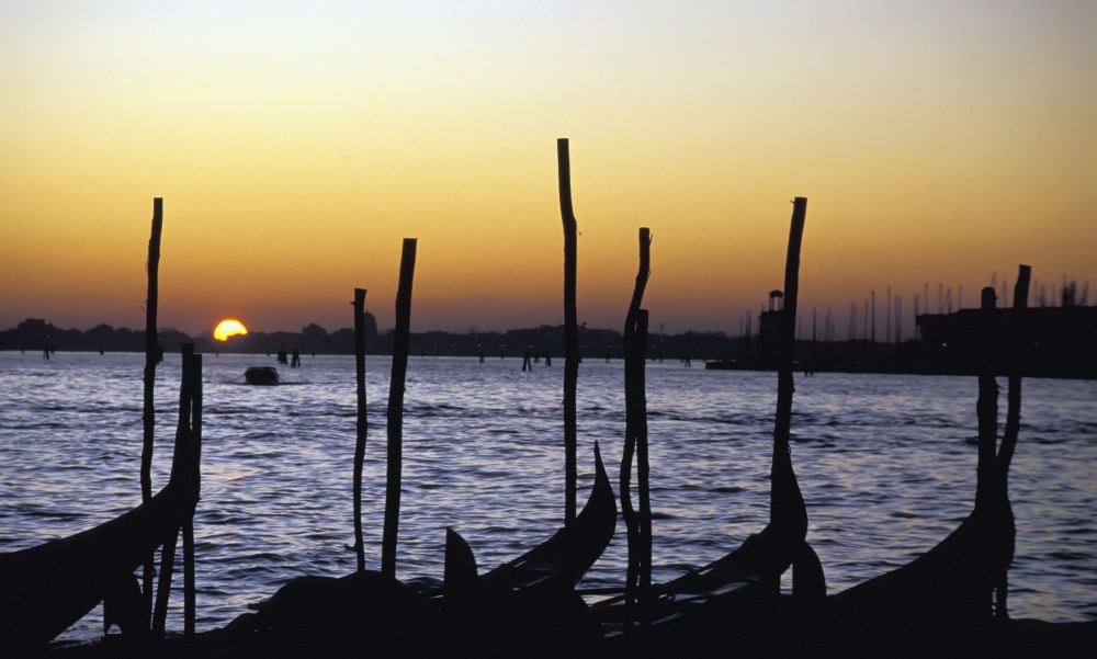 Gondolas At Sunset Poster Print - 36 x 22 - Large