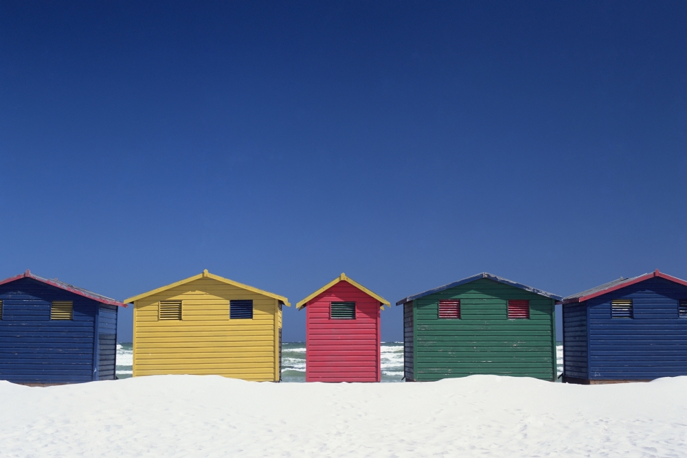 Colourful Beach Huts In Cape Town Poster Print - 38 x 24 - Large