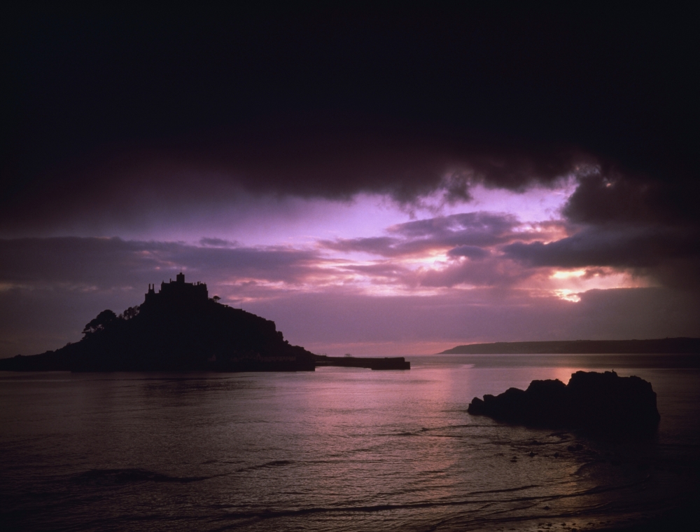 Pink Sky Over St. Michaels Mount Poster Print - 34 x 26
